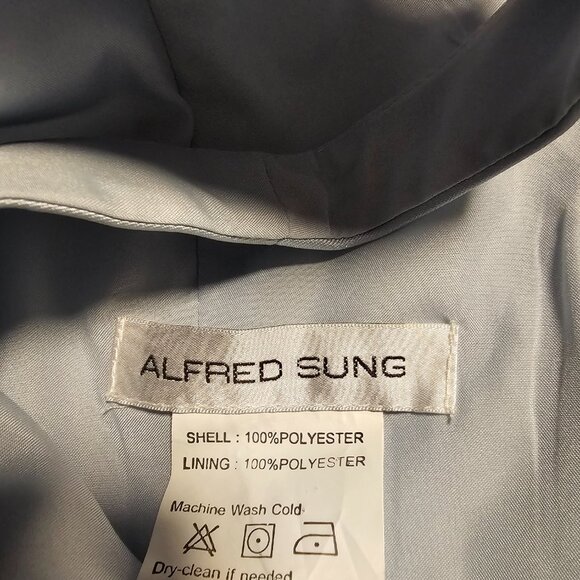 Alfred Sung Sleeveless Bow-Waist Pleated Satin Pencil Dress with Pockets - Picture 9 of 9